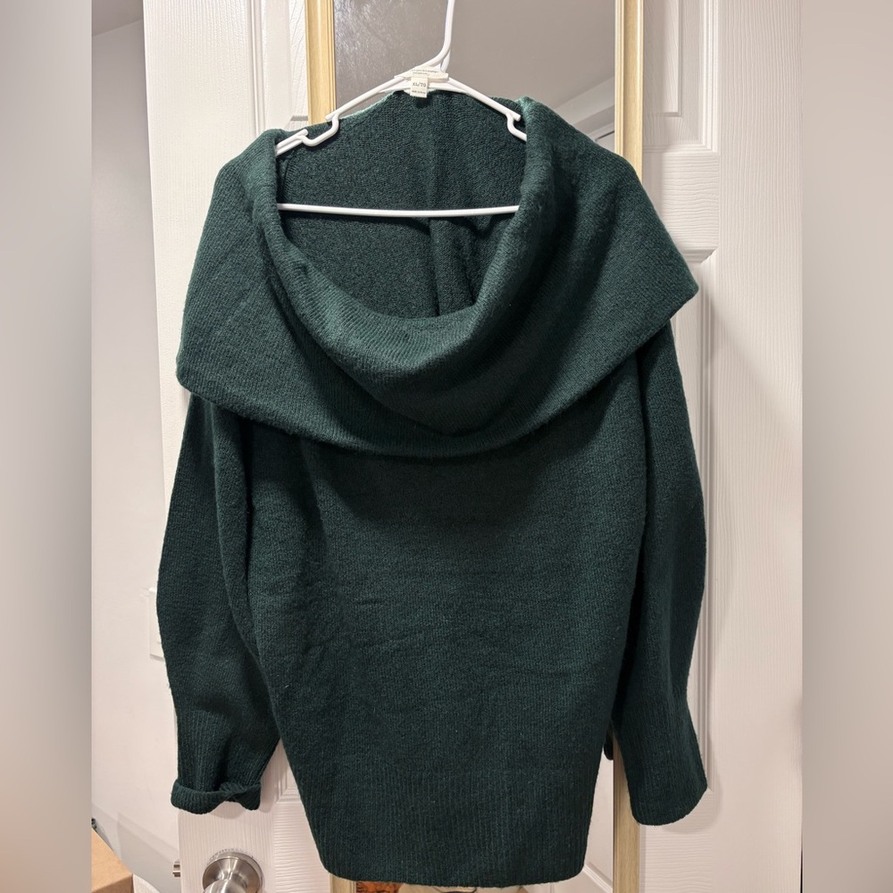 Elegant Green Cowl Neck Sweater